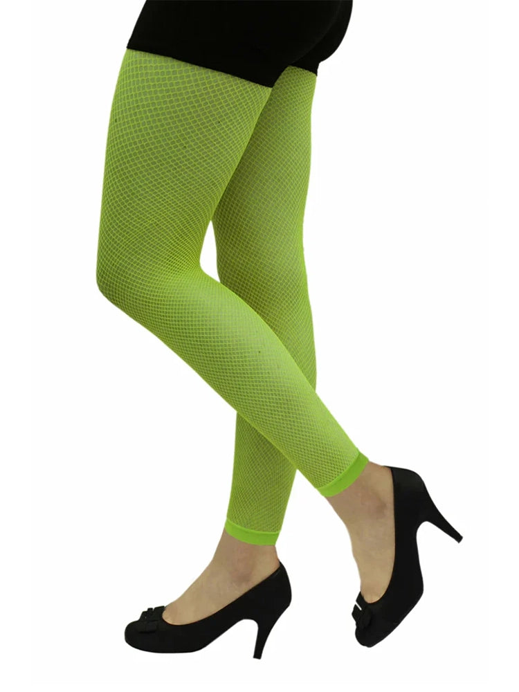 Adult Neon Fishnet Footless Tights green
