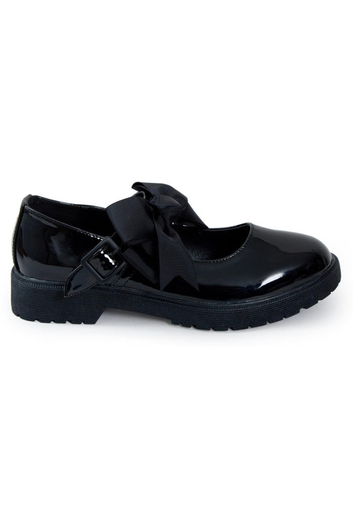 Girls Mary Jane School Shoes With Bow On Strap