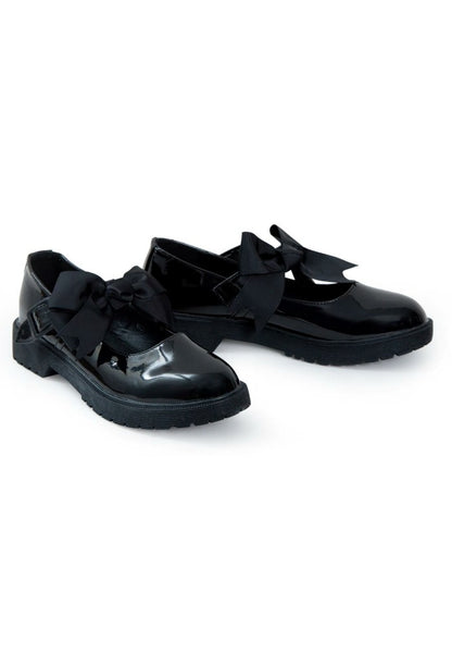 Girls Mary Jane School Shoes With Bow On Strap