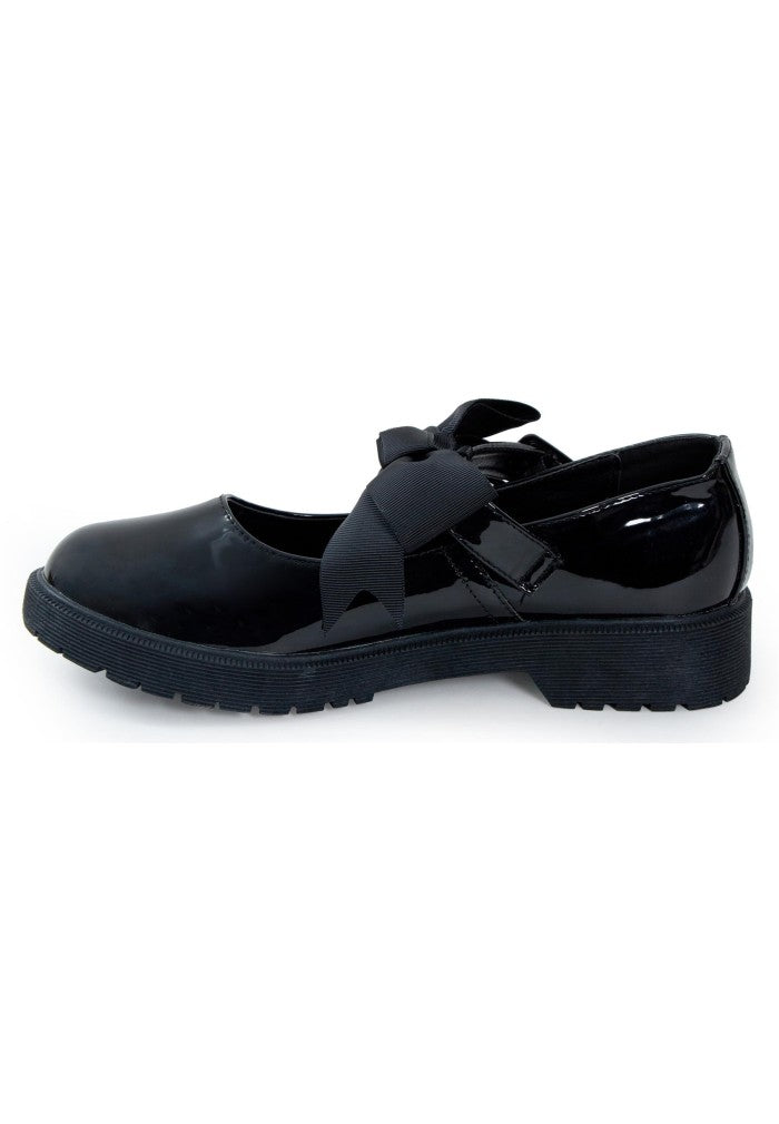 Girls Mary Jane School Shoes With Bow On Strap