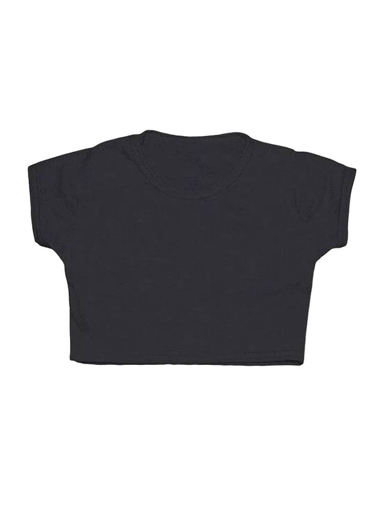 Girls Neon Plain Short Sleeve Microfiber Crop Top - thefancydress.co.uk