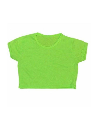 Girls Neon Plain Short Sleeve Microfiber Crop Top - thefancydress.co.uk