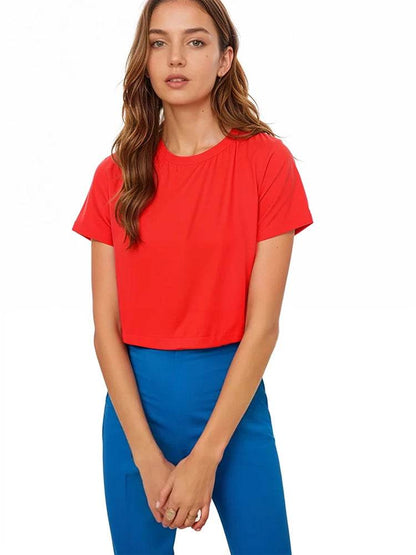 Girls Neon Plain Short Sleeve Microfiber Crop Top - thefancydress.co.uk