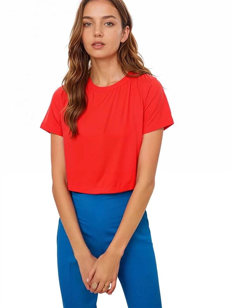 Girls Neon Plain Short Sleeve Microfiber Crop Top - thefancydress.co.uk