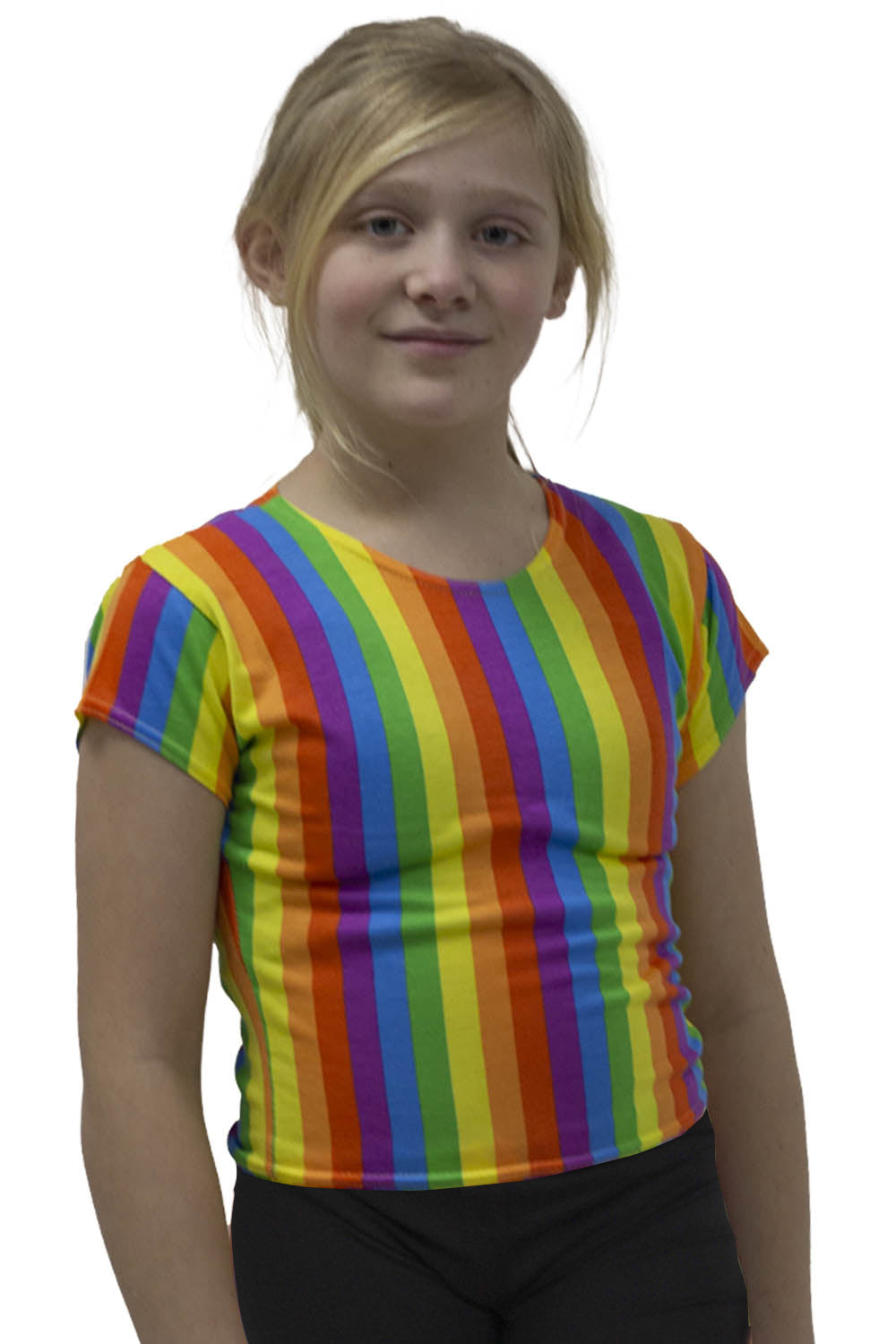 Rainbow Stripe Crop Top Short Sleeves