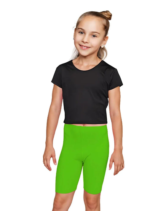 Girls Neon Stretch Microfiber Hot Pants green