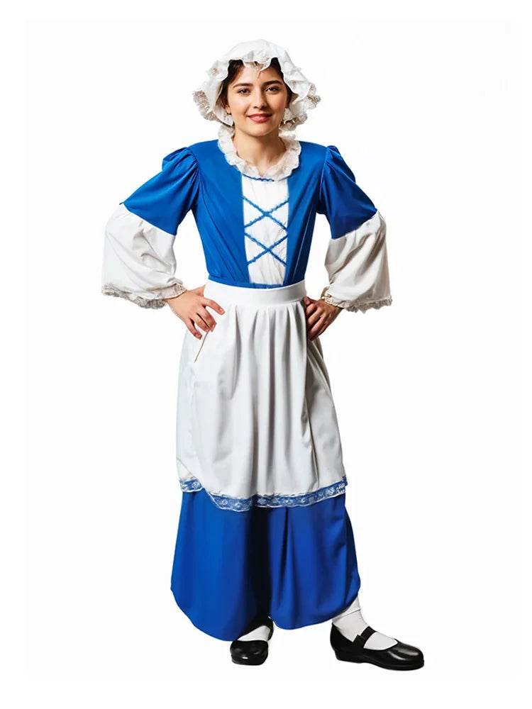 Children’s Girl Tudor Costume Set – Dress, Apron & Hat - thefancydress.co.uk