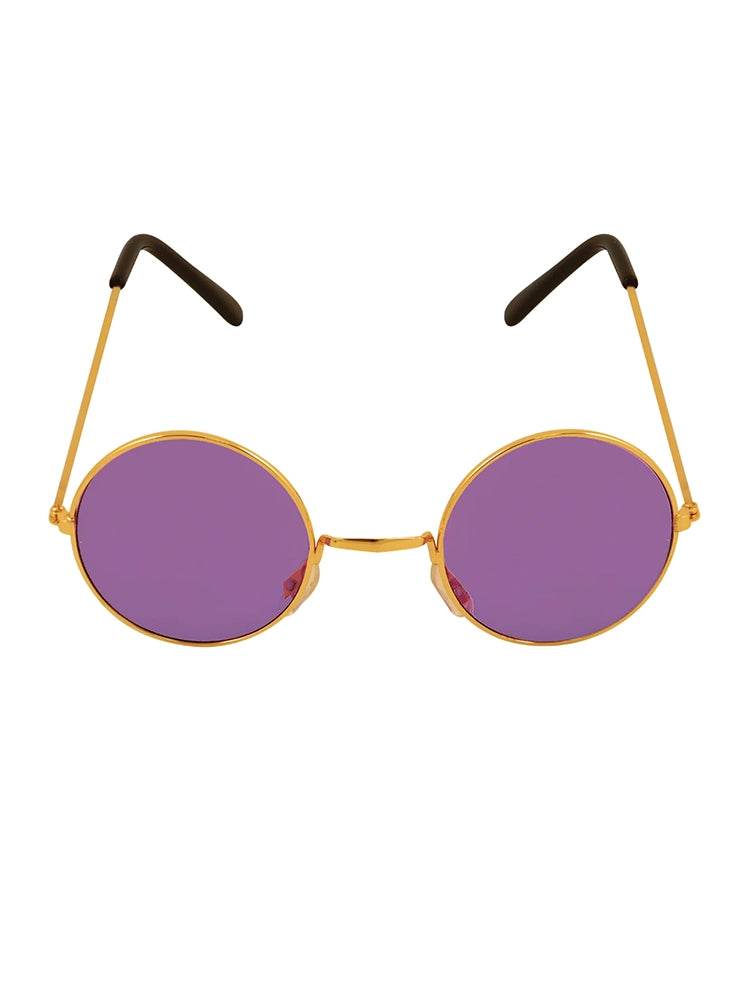 Adult Gold Silver Frame Round Lens Glasses - thefancydress.co.uk