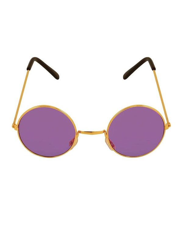 Adult Gold Silver Frame Round Lens Glasses - thefancydress.co.uk
