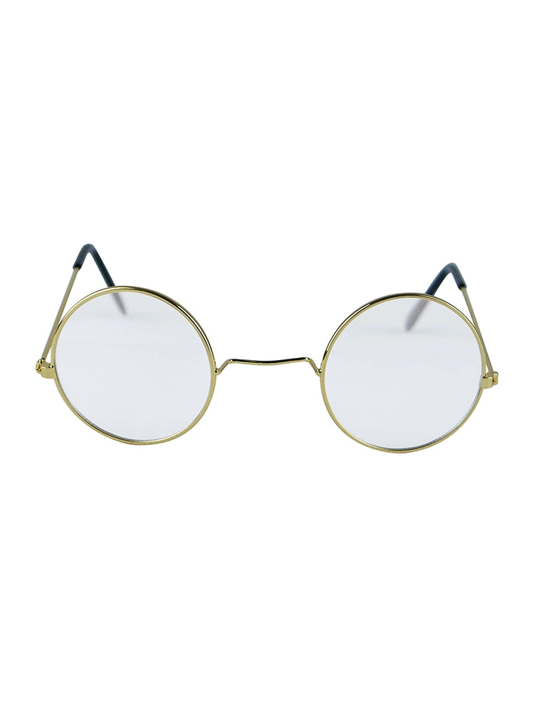 Adult Gold Silver Frame Round Lens Glasses clear lens