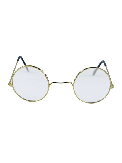 Adult Gold Silver Frame Round Lens Glasses clear lens