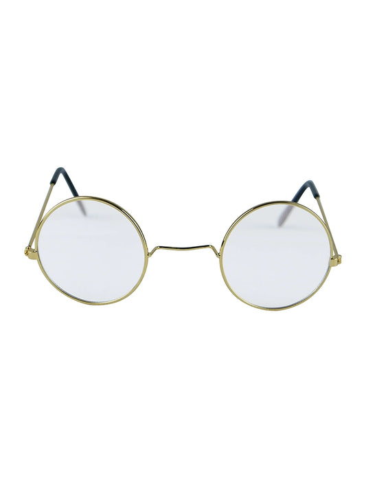 Adult Gold Silver Frame Round Lens Glasses clear lens