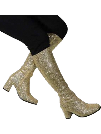 Women's Go Go 1960s & 1970s Retro Glitter Heels Boots