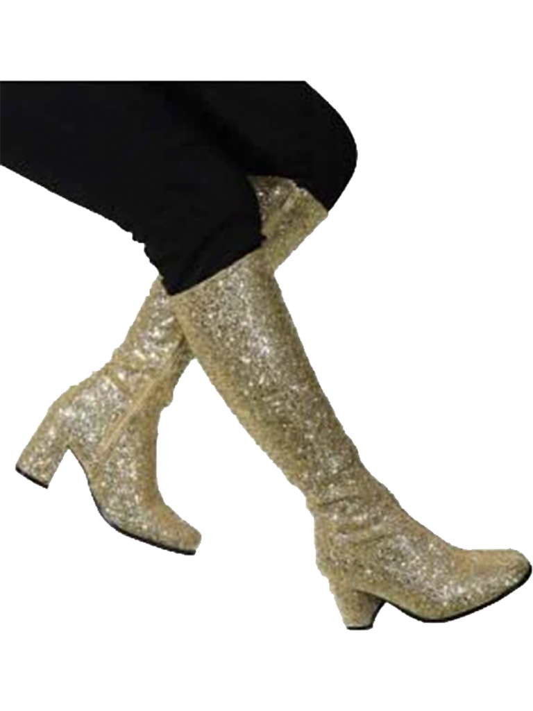 Women's Go Go 1960s & 1970s Retro Glitter Heels Boots