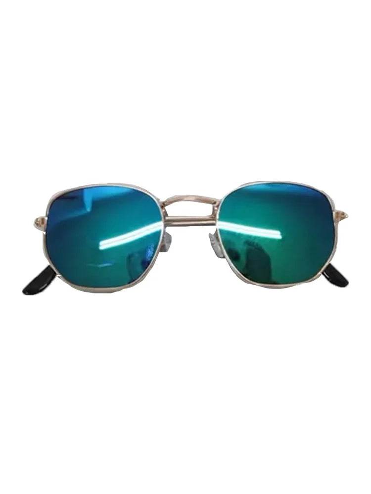 Men's Stylish Gold Frame Glasses - thefancydress.co.uk