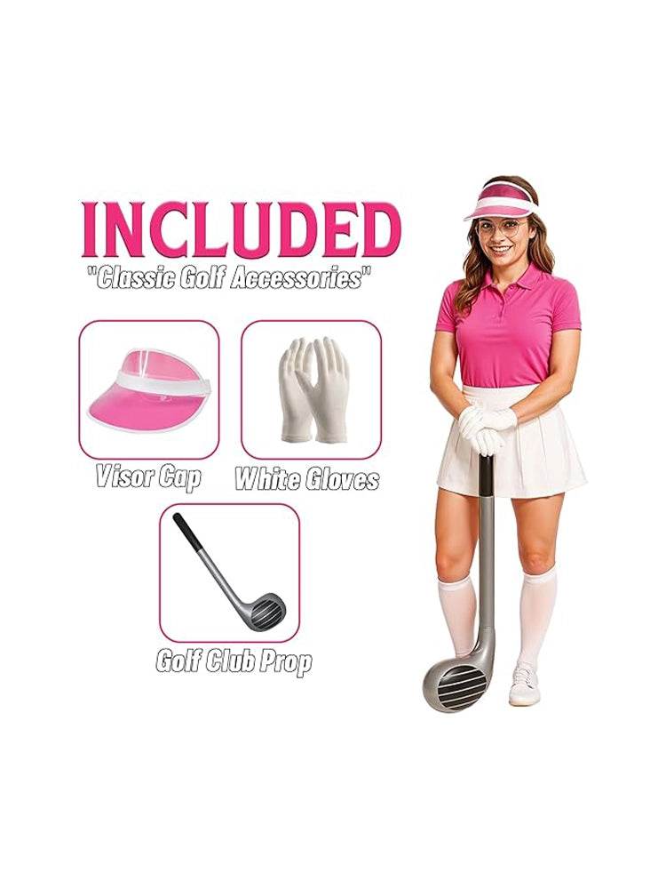 Pink Cap & Gloves Golf Accessories Set - thefancydress.co.uk
