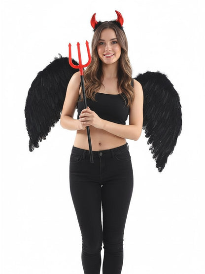 Devil's Horn & Black Angel Wings 3-Piece Costume Set