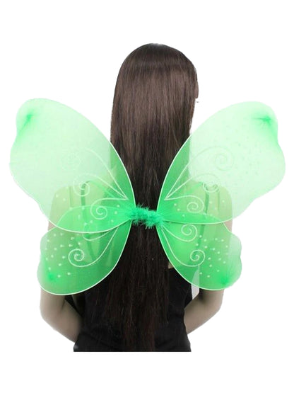 Green Net Fairy Wings With Silver Glitter