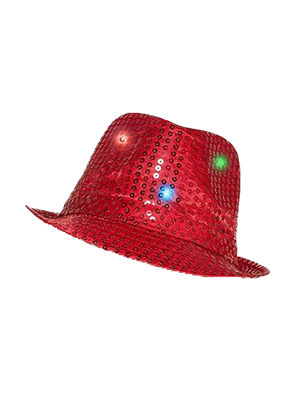 Adult LED Light Up Sequin Trilby Hat With 9 lights