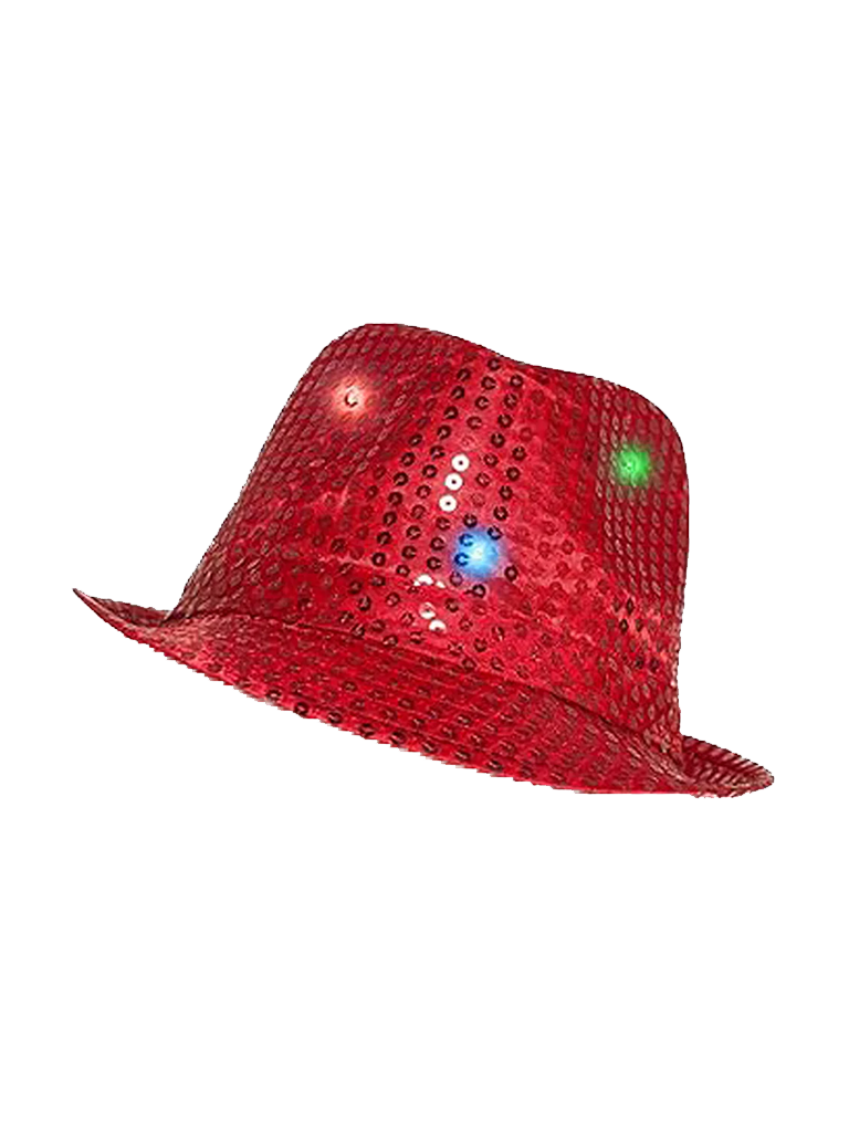 Adult LED Light Up Sequin Trilby Hat With 9 lights