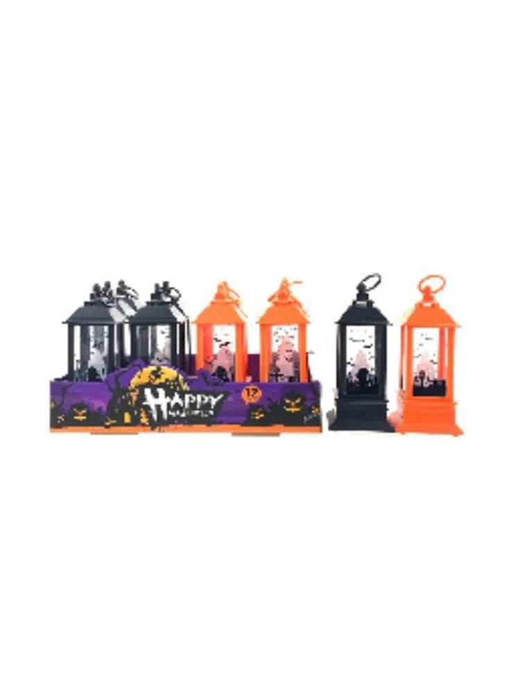 Colorful Halloween party accessories UK featuring black and orange lanterns with spooky designs