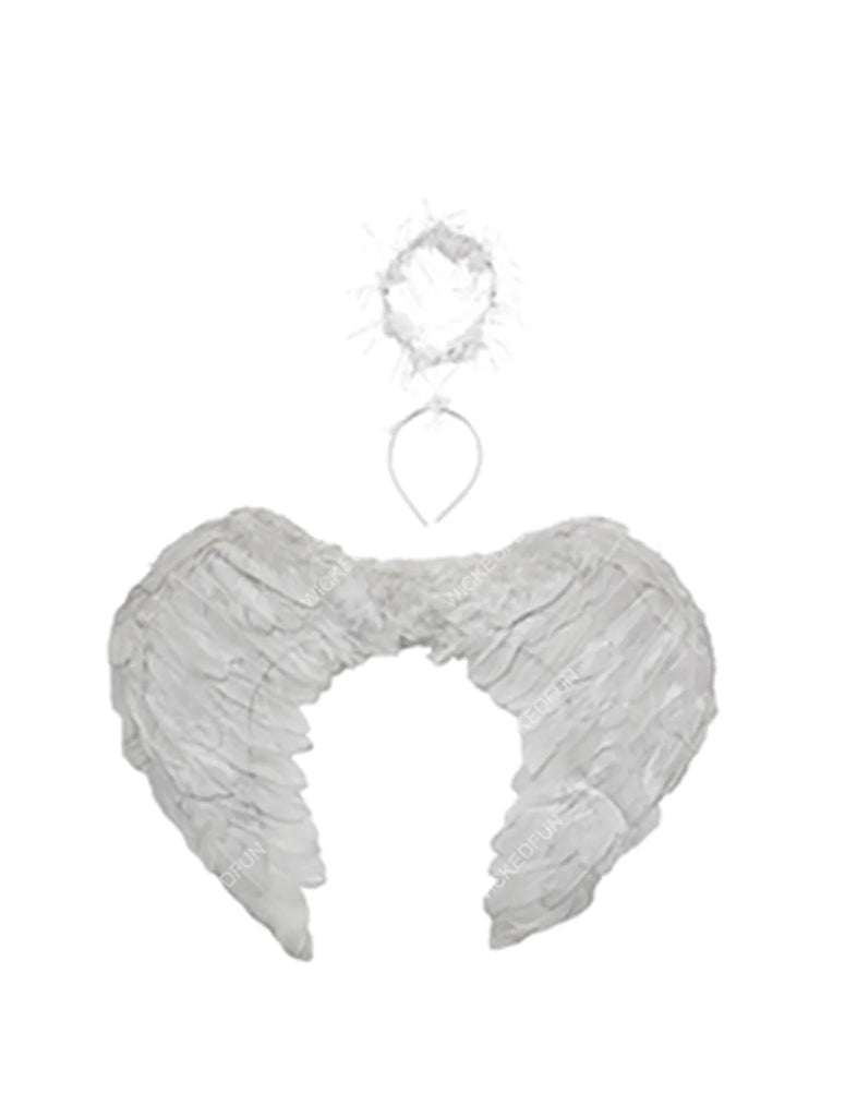 Angel White Feather Wings With Halo Headbands