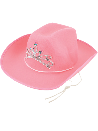 Adult Pink Cowboy Hat With Crown Tiara