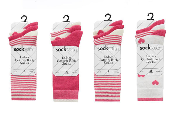 Ladies Celebration Stripes Socks – 3 Pairs of Fun!