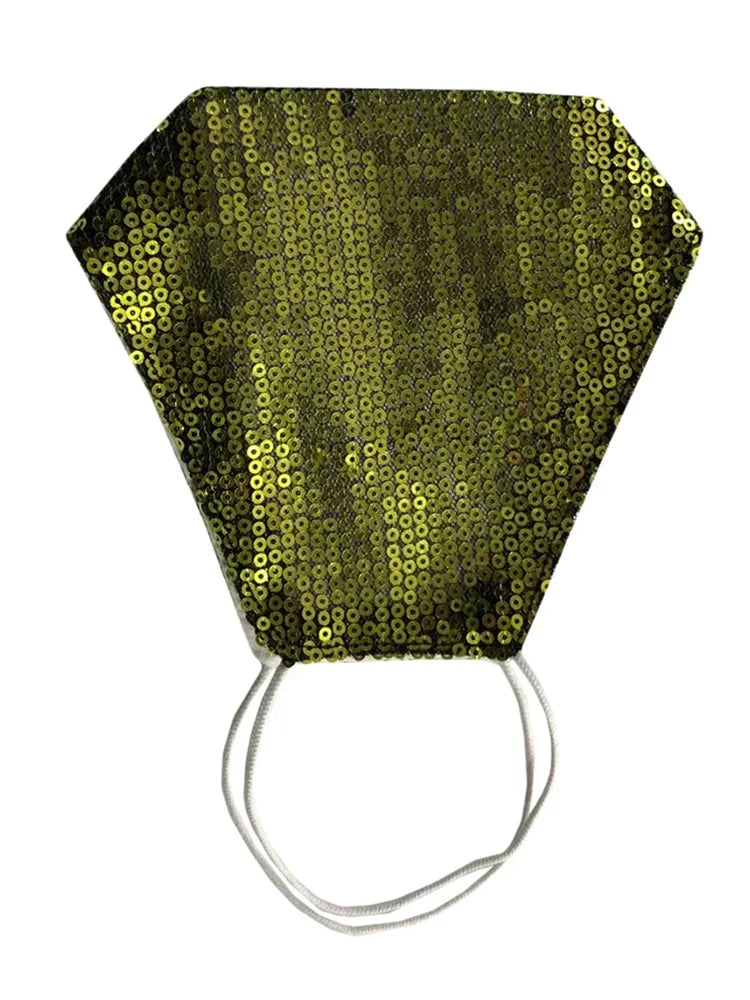 Ladies Sequin Face Covering With Filter Pocket green
