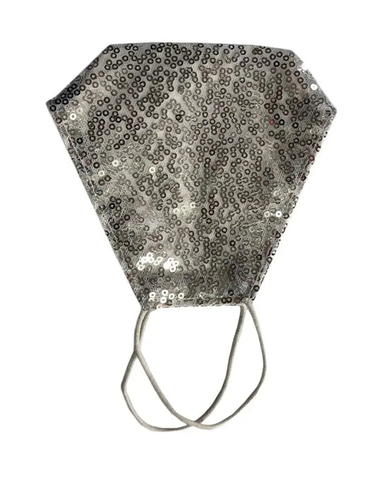 Ladies Sequin Face Covering With Filter Pocket silver