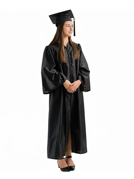 Men's Graduation Gown with Mortarboard Cap woman