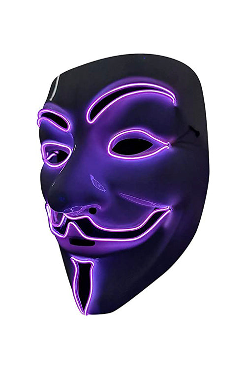 Adult Anonymous Hacker Vendetta Joker Masquerade Light-Up Face Mask purple