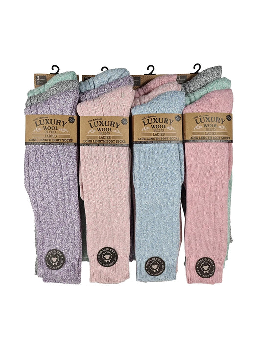 Luxury Wool Blend Boot Socks (Pack of 3)
