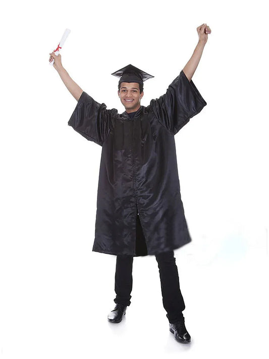 Men's Graduation Gown with Mortarboard Cap man