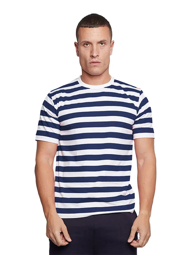 Unisex Adult Stripe Short Sleeve T-Shirts blue