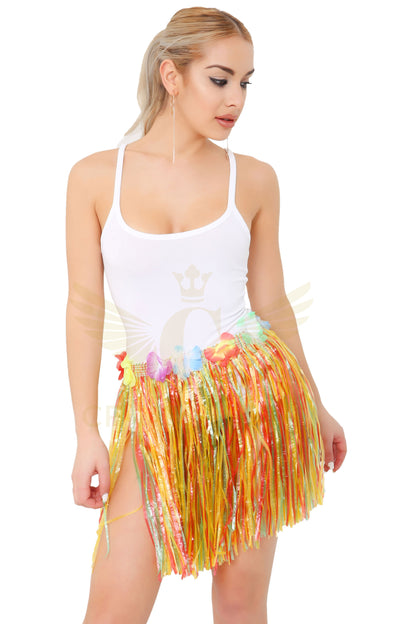 Crazy Chick Hula Skirt With Flowers