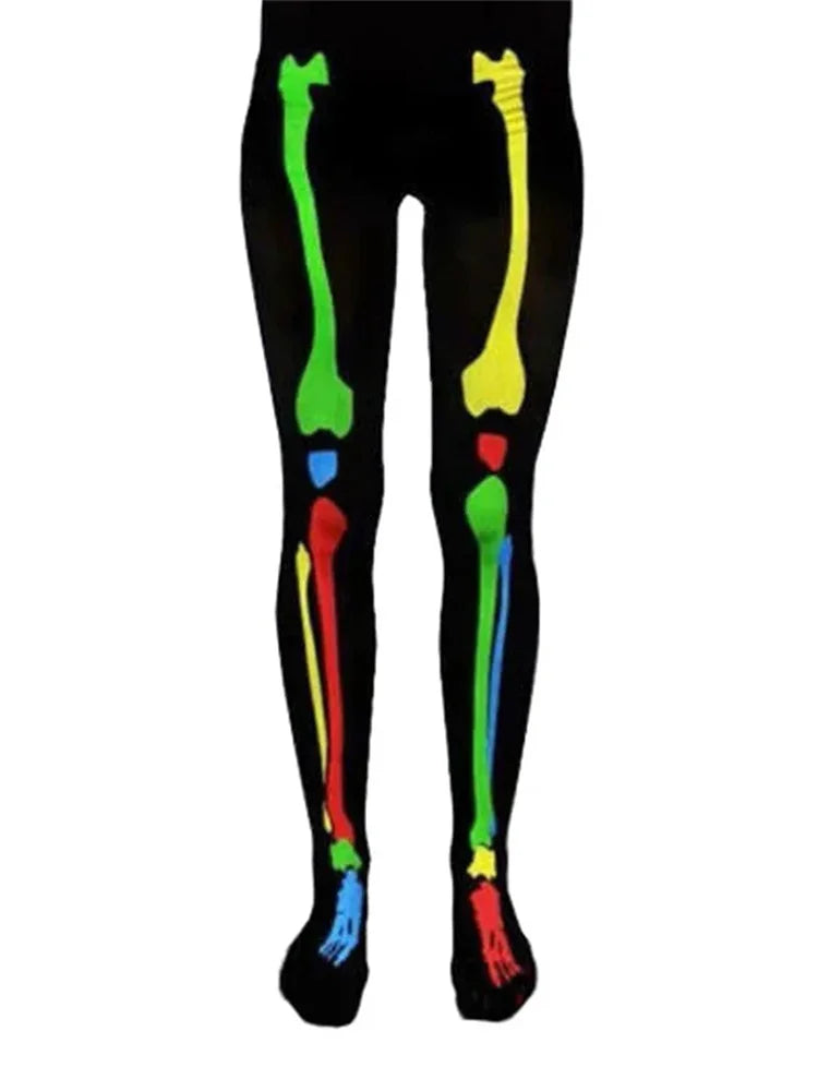 Adult Skeleton Print Tights multi colour sekelton 