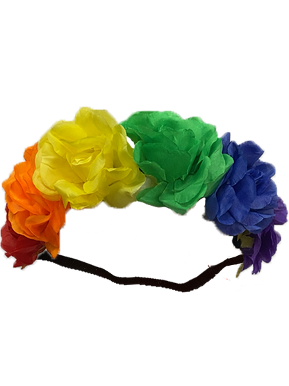 The Fancy Dress Ladies Rainbow Pride Flower Headband