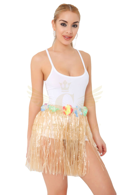 Crazy Chick Hula Skirt With Flowers