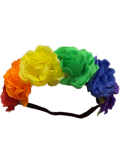 The Fancy Dress Ladies Rainbow Pride Flower Headband