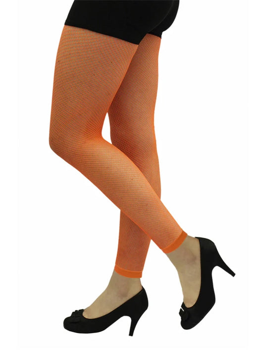 Adult Neon Fishnet Footless Tights orange