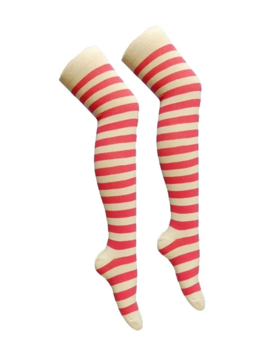 Striped Over The Knee Thigh High Socks