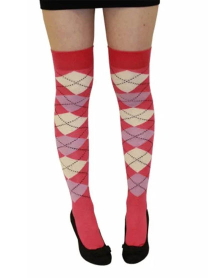 Women Argyle Over The Knees Socks - thefancydress.co.uk