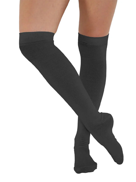 Stretchy Plain Over The Knee Socks black
