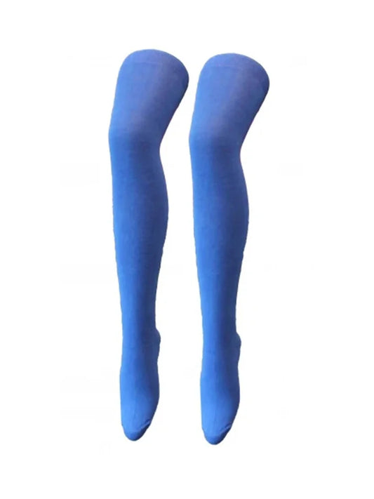 Stretchy Plain Over The Knee Socks blue