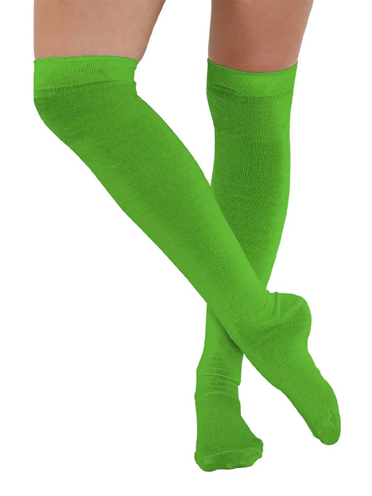 Stretchy Plain Over The Knee Socks green