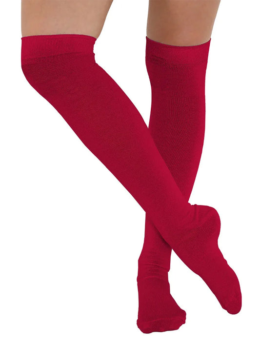 Stretchy Plain Over The Knee Socks pink