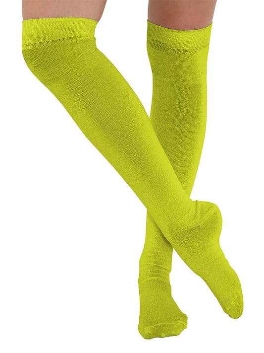 Stretchy Plain Over The Knee Socks yellow