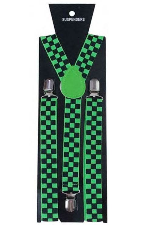 Men’s Y-Back Check Printed Suspenders – Adjustable & Stylish (2.5cm) - thefancydress.co.uk