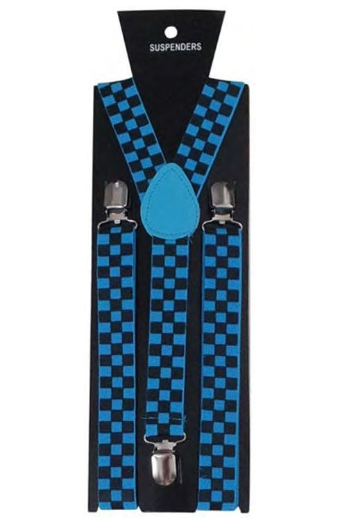 Men’s Y-Back Check Printed Suspenders – Adjustable & Stylish (2.5cm) blue
